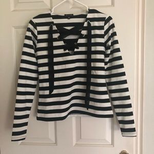 Black and white striped with the lace detail shirt